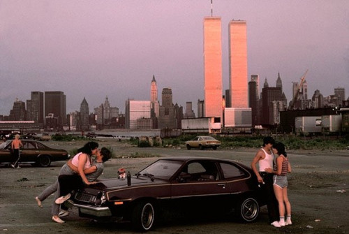 - USA. New Jersey, 1983. Lover's lane on New Jersey docks with lower Manhattan in background